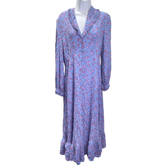 Ghost London Button Front Floral Dress Bohemian Size L Purple - Premium  from Ghost London - Just $129.0! Shop now at Finds For You