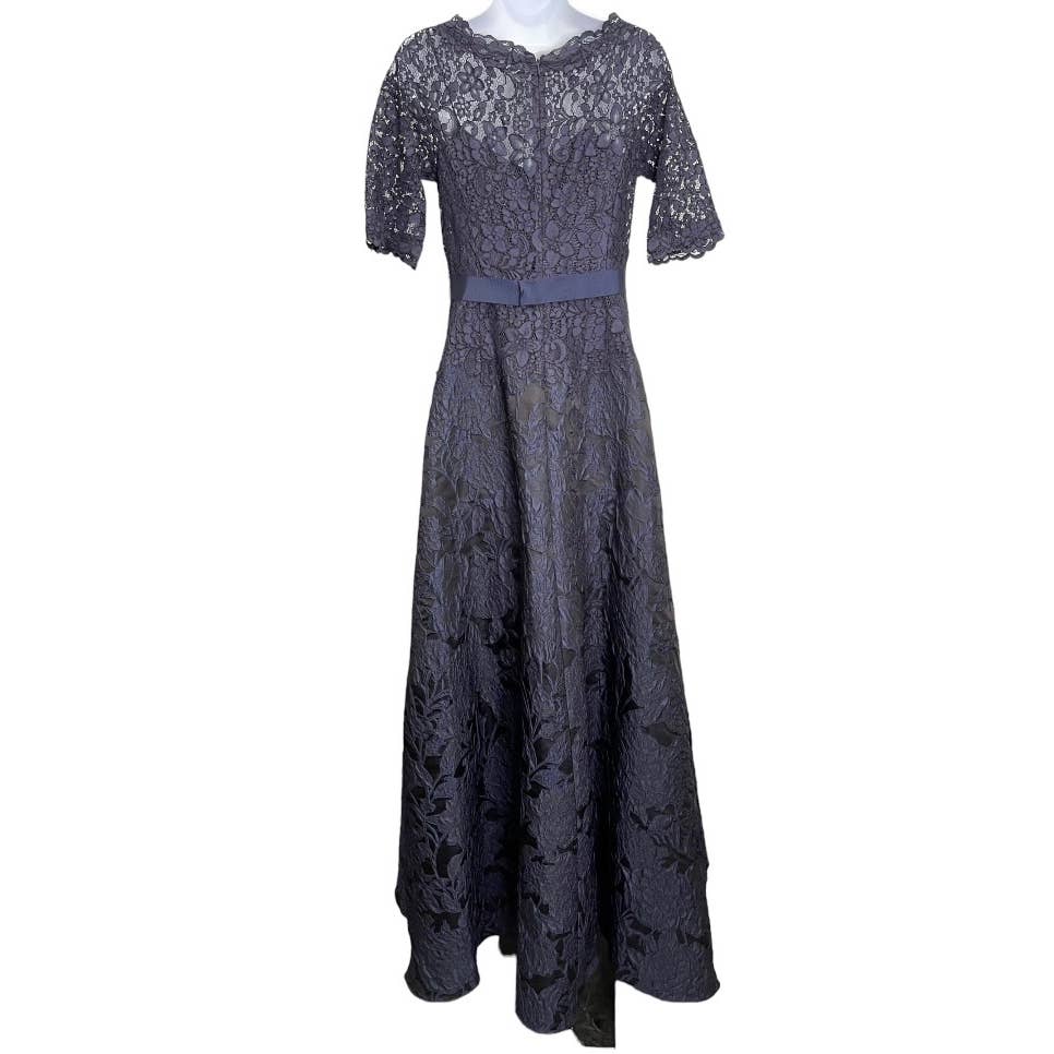 Teri John x Rickie Freeman Full Length Lace Gown Size 2 Navy New - Premium from Teri Jon - Just $468.00! Shop now at Finds For You