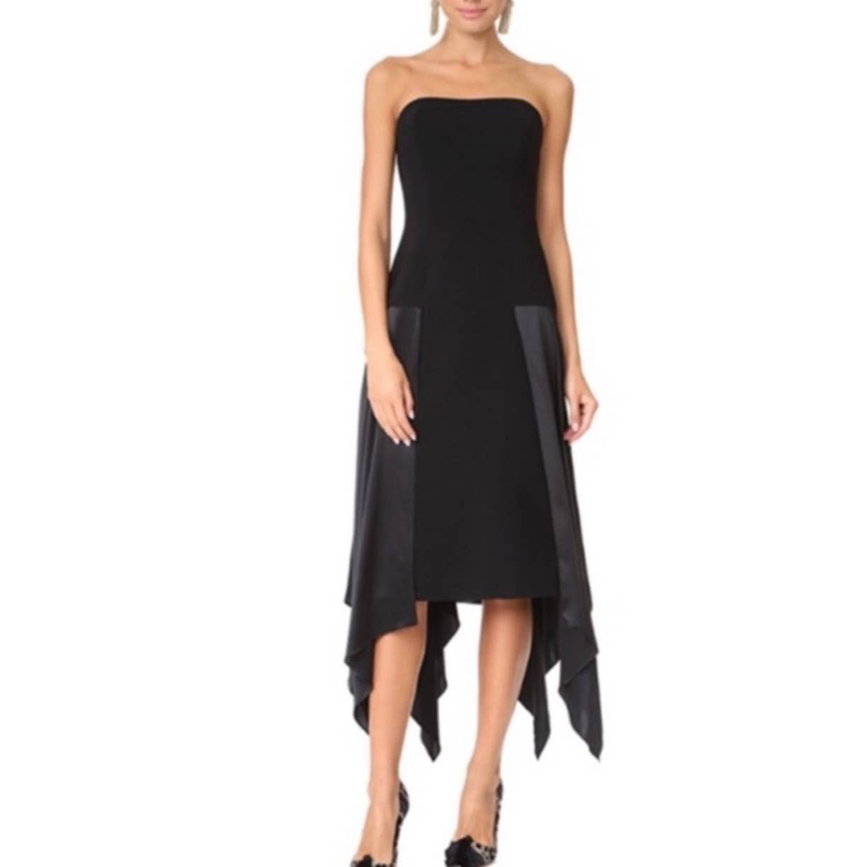 Cinq A Sept Elsa Strapless LBD Hankerchief Hem Size 6 Black New - Premium from cinq a sept - Just $159.0! Shop now at Finds For You