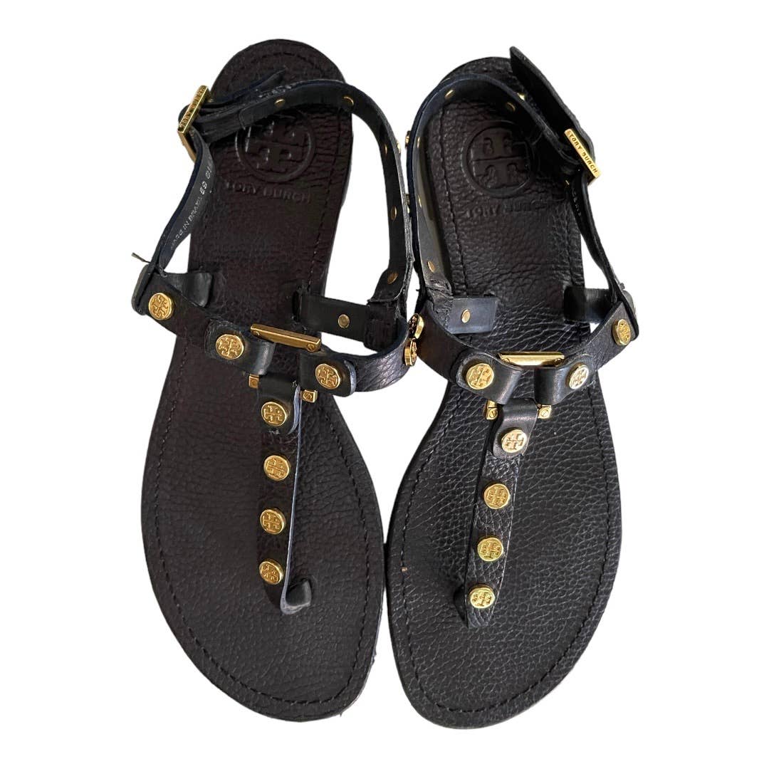 Tory Burch Marge Logo Studded Thong Sandals Flats Leather Size 8.5 - Premium from Tory Burch - Just $129.0! Shop now at Finds For You