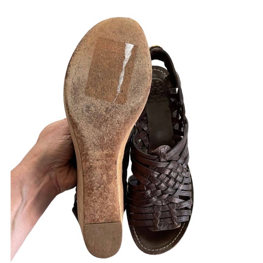 Tory Burch Kiliam Leather Woven Sandals Size 7.5 Brown - Premium from Tory Burch - Just $99.0! Shop now at Finds For You