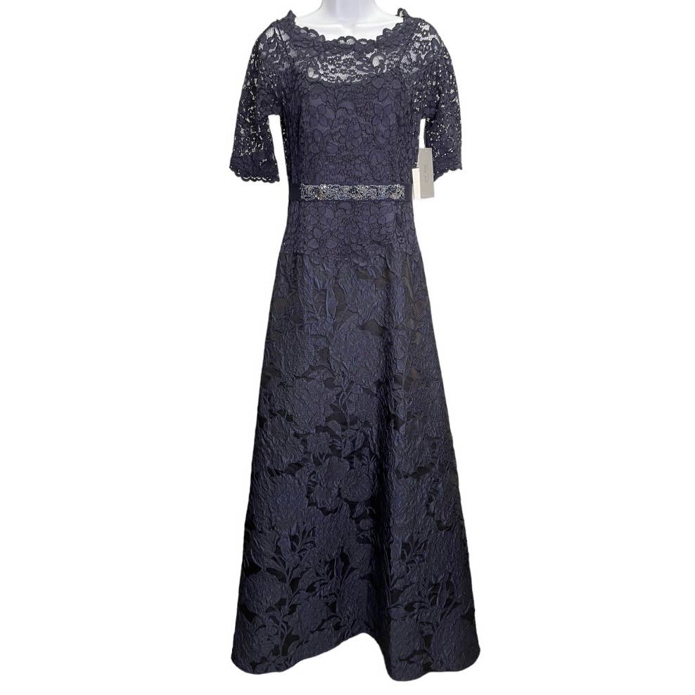Teri John x Rickie Freeman Full Length Lace Gown Size 2 Navy New - Premium from Teri Jon - Just $468.0! Shop now at Finds For You