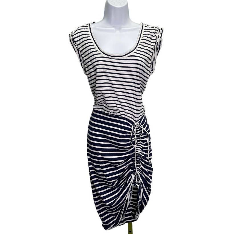 Veronica Beard Tamri Navy White Striped Ruched Dress Size M - Premium from VERONICA BEARD - Just $129.0! Shop now at Finds For You