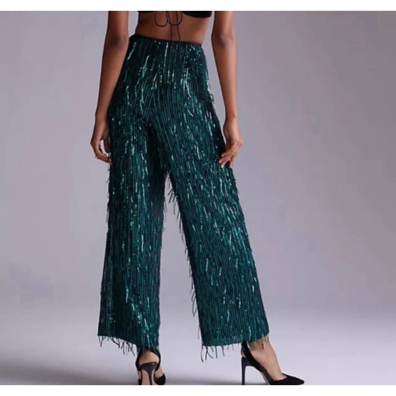 Anthropologie Maeve Sequin Green Pants Party Formal Size 8 New - Premium from Anthropologie - Just $179.0! Shop now at Finds For You