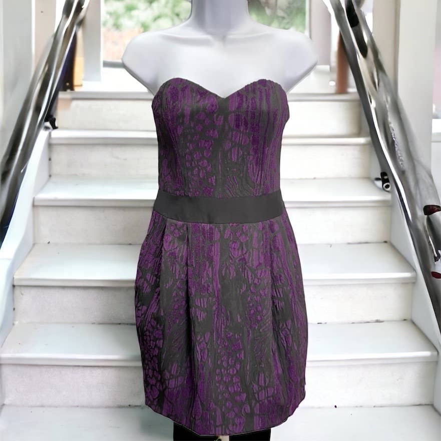 Jay Godfrey Strapless Purple Black Mini Dress Size 2 New - Premium from Jay Godfrey - Just $129.0! Shop now at Finds For You