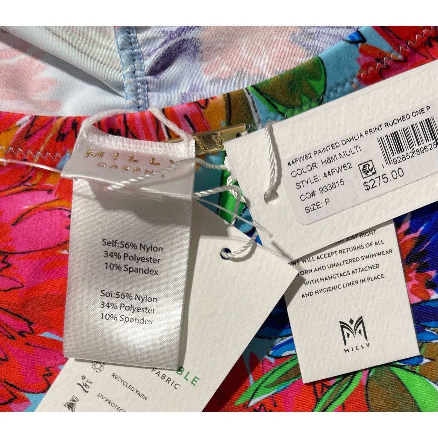 Milly Cabana Dahlia Floral Ruched One Piece Swimsuit S New - Premium from Milly - Just $99! Shop now at Finds For You
