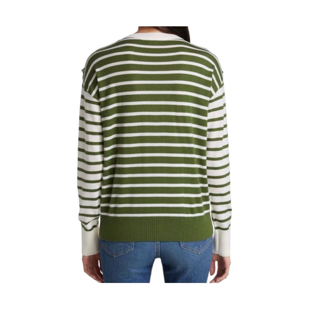 Veronica Beard Leni Tie Stripe Wool Sweater V Neck Size M - Premium from VERONICA BEARD - Just $175.0! Shop now at Finds For You