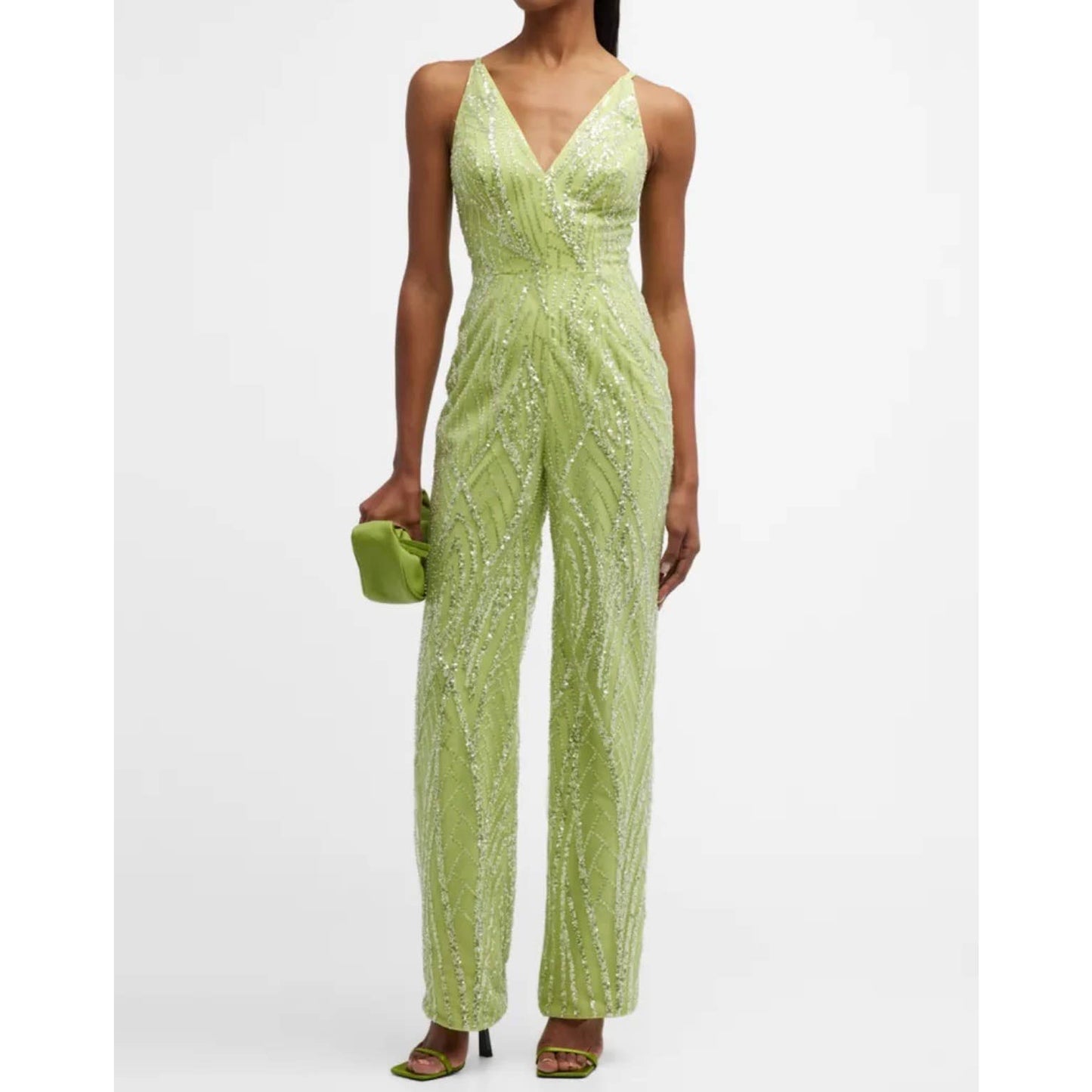 Dress The Population Black Label Charlie Deep V Neck Sequin Jumpsuit S - Premium  from Dress The Population - Just $199.0! Shop now at Finds For You