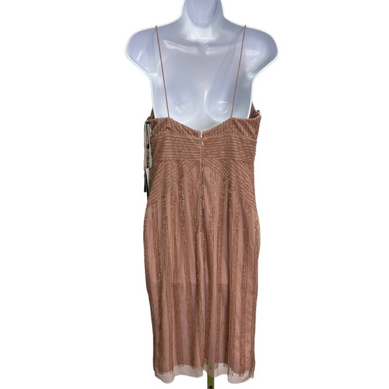 Adrienne Papel Rose Gold Beaded Dress Size 4 New - Premium from Adrianna Papell - Just $79.0! Shop now at Finds For You