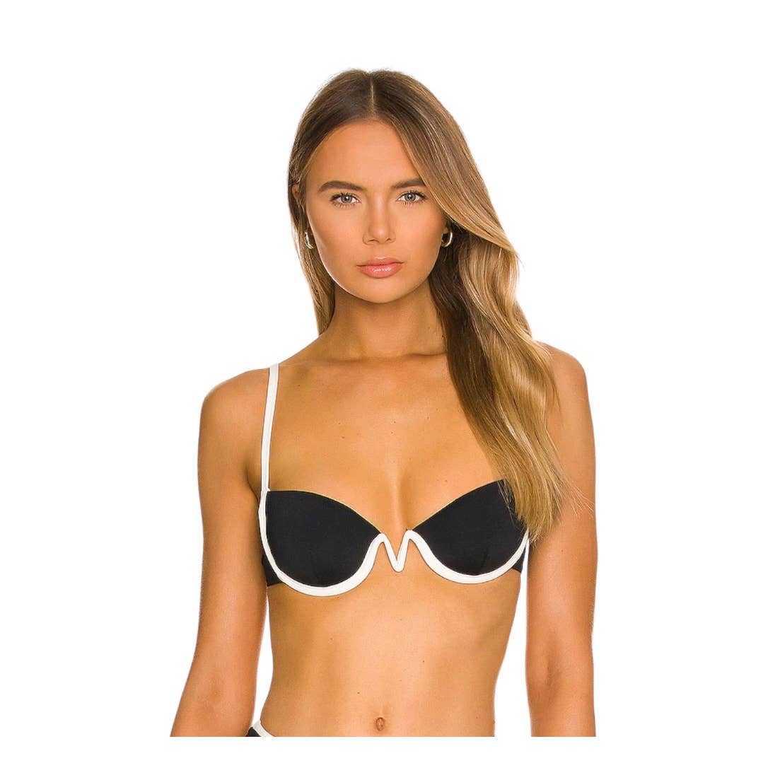 L*SPACE Revolve Set Nico Underwire Bikini Top Mercury Bottom L New Black White - Premium from L*SPACE - Just $99.0! Shop now at Finds For You