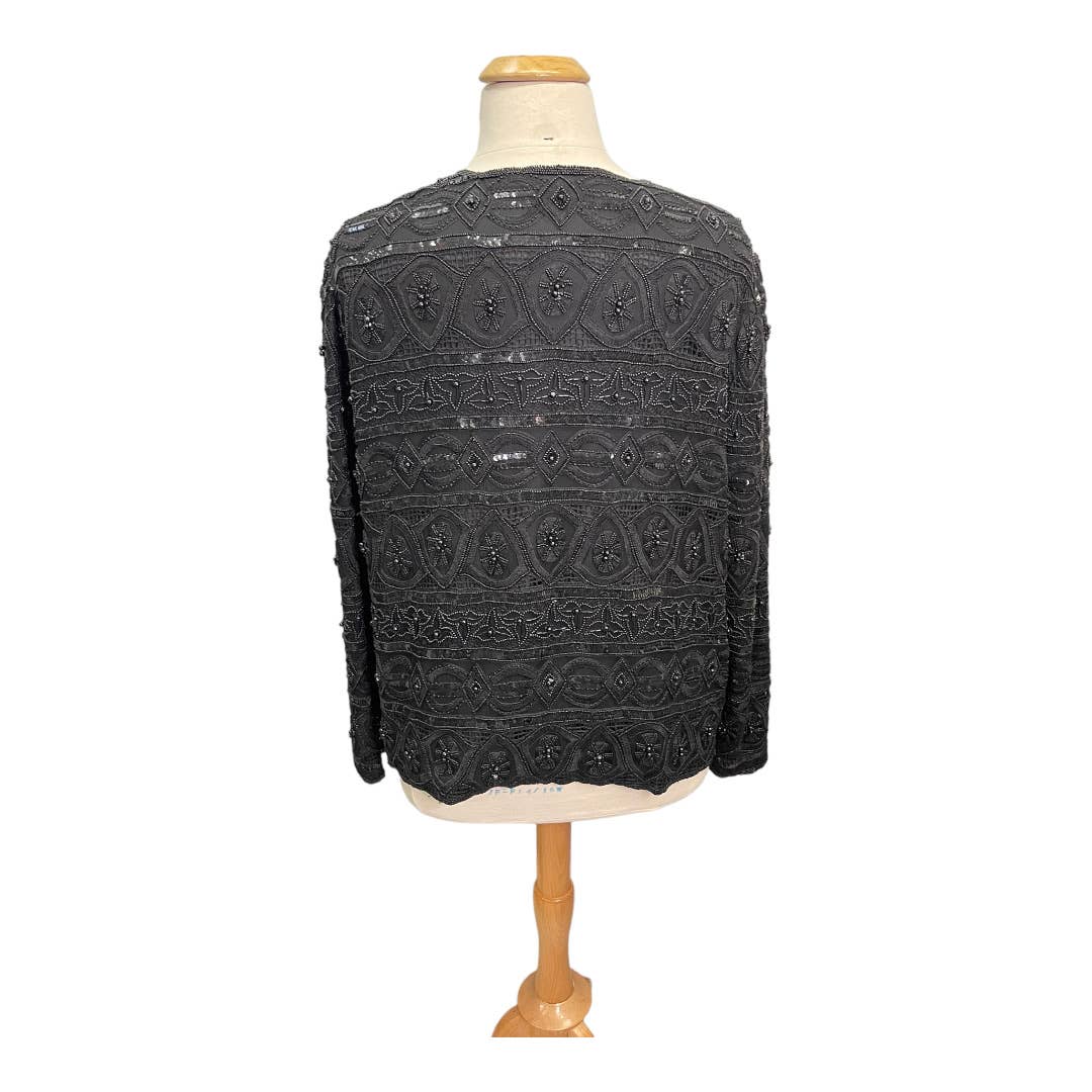 Vintage Scala Beaded Jacket Cardigan Plus Size Black 3X - Premium from Scala - Just $139.0! Shop now at Finds For You