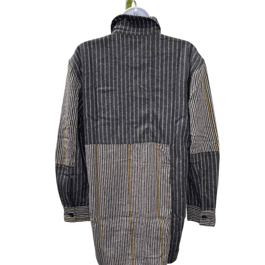 Free People x Sandrine Rose Striped Patchwork Button Down Shirt Size S Black - Premium from Free People - Just $89.00! Shop now at Finds For You