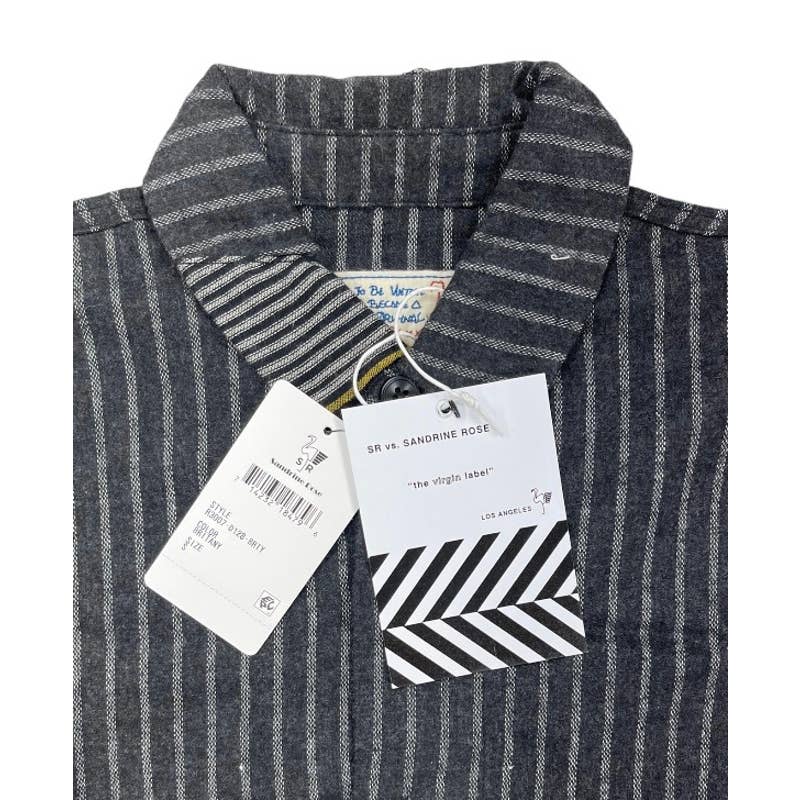 Free People x Sandrine Rose Striped Patchwork Button Down Shirt Size S Black - Premium from Free People - Just $89.00! Shop now at Finds For You