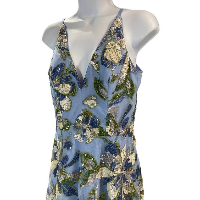 Dress The Population Ariya Floral Sequin Along Gown Dress Size XS Blue New - Premium from Dress The Population - Just $175.0! Shop now at Finds For You
