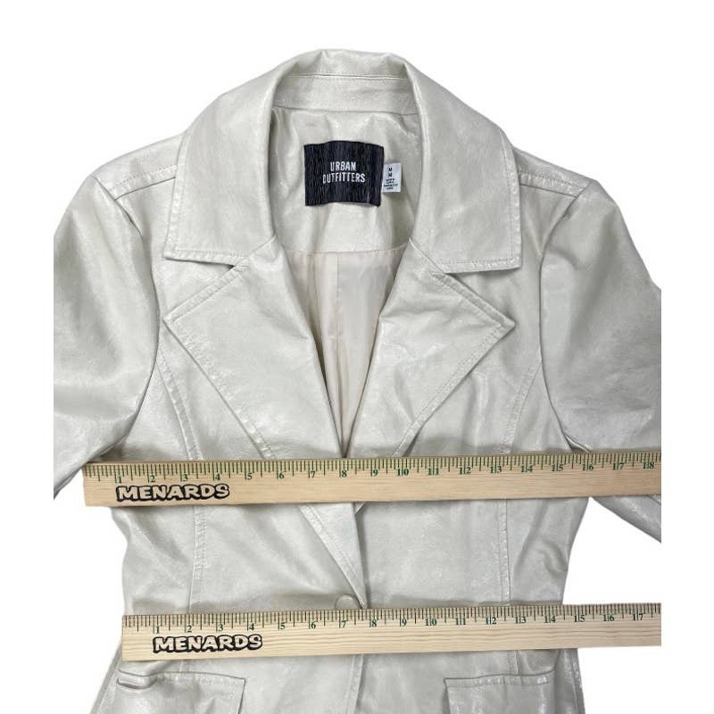 Urban Outfitters Ryan Faux Leather Trench Coat Off White Size M New - Premium from Urban Outfitters - Just $129.0! Shop now at Finds For You
