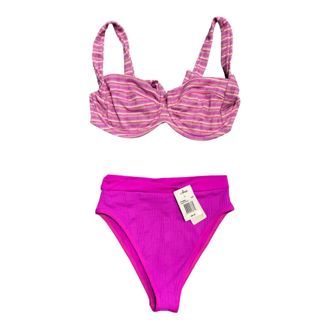 L*Space Barbiecore Camellia Underwire Electric Pique Bikini Top Frenchi Bottom L - Premium from L*SPACE - Just $109.0! Shop now at Finds For You