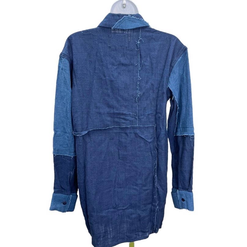 Free People x Sandrine Rose Patchwork Blouse Patchwork Denim Blue Size XS - Premium from Finds For You - Just $89.00! Shop now at Finds For You