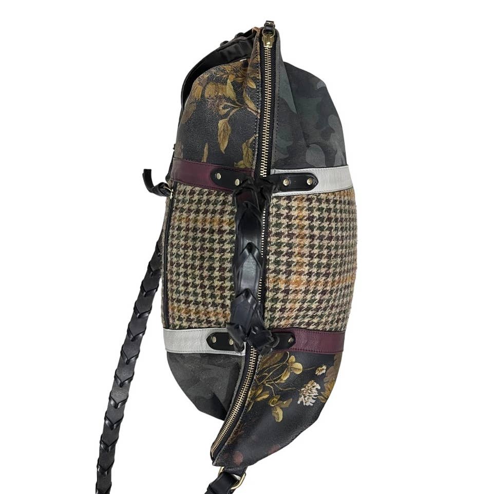 Kempton & Co Dylan Holdall Handbag Purse Harris Tweed Camo Black Peony - Premium from Kempton & Co. - Just $399.0! Shop now at Finds For You