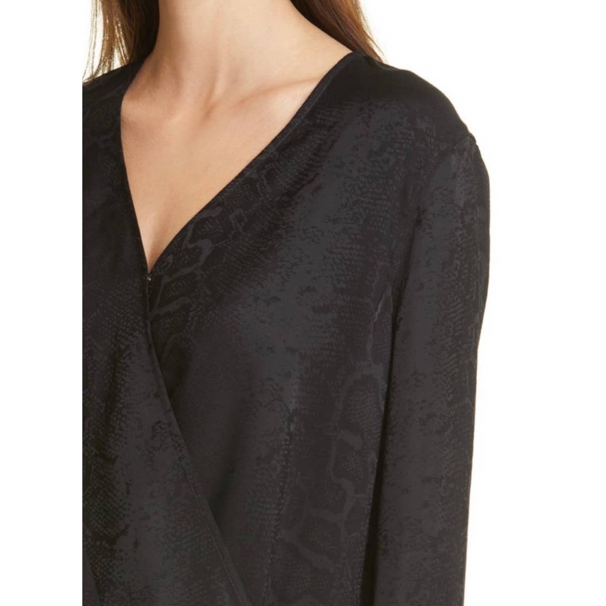 Rails Hillary Snake Jaquard Wrap Blouse Top Black Size M New - Premium from Rails - Just $79.0! Shop now at Finds For You