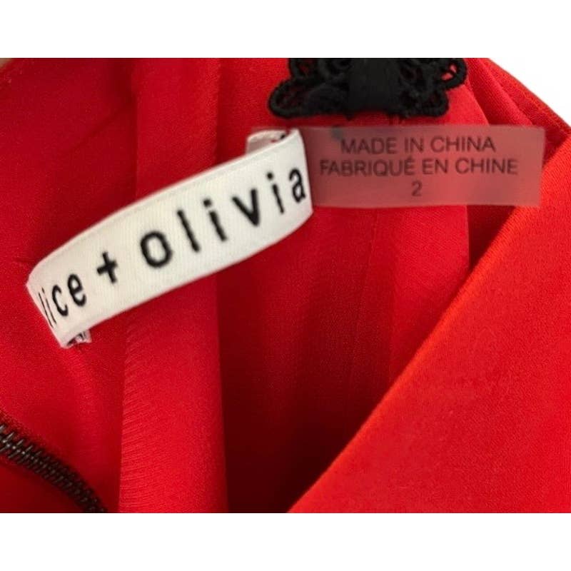 Alice + Olivia Kirby Lace Trimmed Fit and Flare Floral Dress Size 2 Red - Premium from Alice + Olivia - Just $199.0! Shop now at Finds For You
