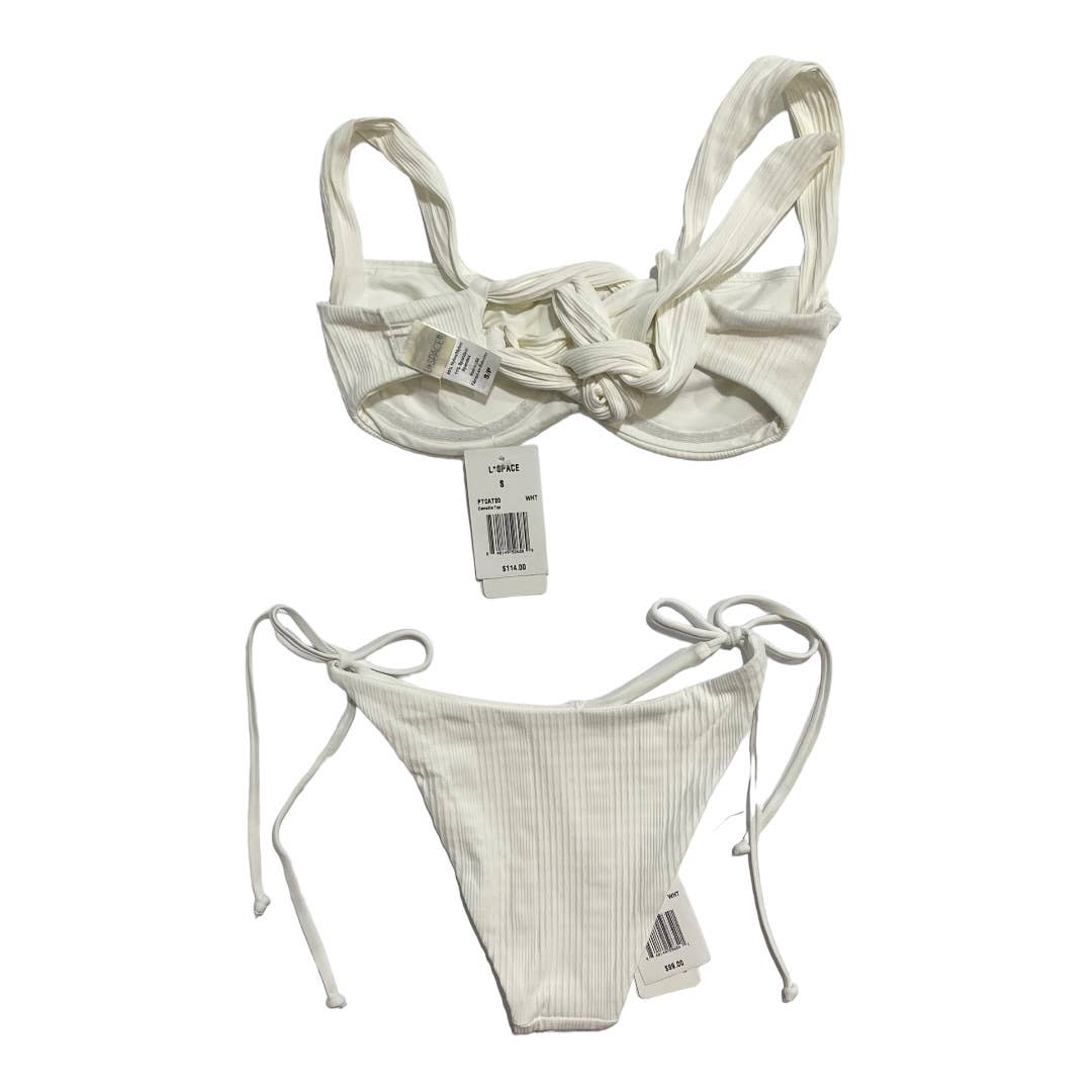 L*SPACE Set Swim Camellia Pointelle Ribbed Bikini Top Lennox Bottom New White S - Premium from L*SPACE - Just $119.0! Shop now at Finds For You
