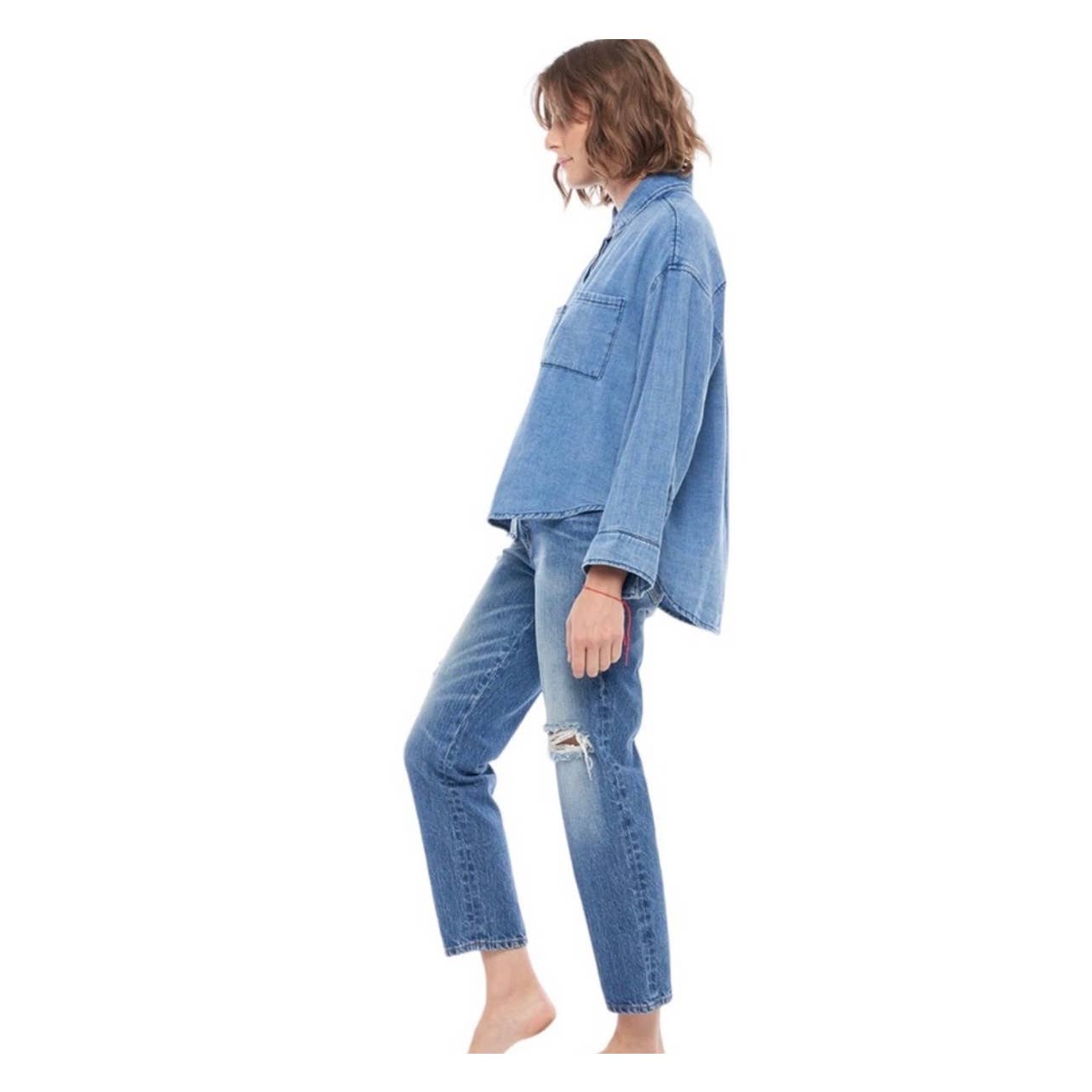 Free People x Sandrine Rose Distressed Straight Jeans Indigo Size 29 - Premium from Free People - Just $68.00! Shop now at Finds For You