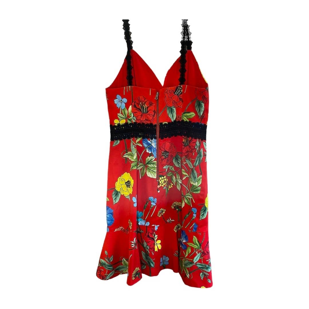 Alice + Olivia Kirby Lace Trimmed Fit and Flare Floral Dress Size 2 Red - Premium from Alice + Olivia - Just $199.0! Shop now at Finds For You
