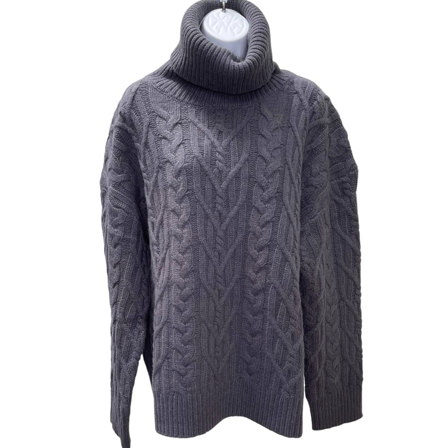 Free People x Sandrine Rose Wool Cashmere Cable Knit Turtleneck Sz Large Gray - Premium from Free People - Just $119.0! Shop now at Finds For You