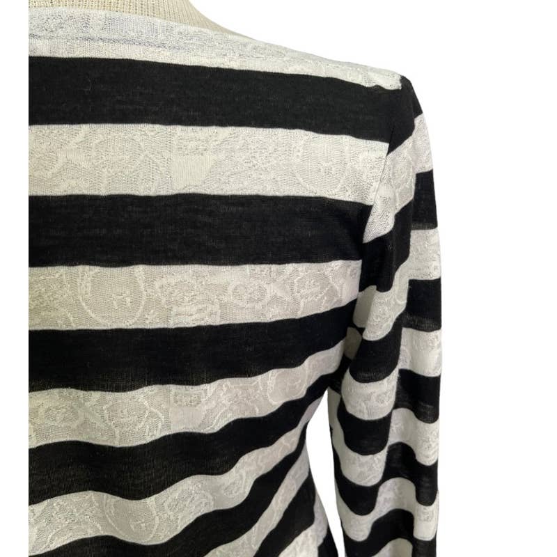 Anne Fontaine France Naura Striped Lace Embellished Top Shirt Size L Black White - Premium  from Anne Fontaine - Just $129.0! Shop now at Finds For You