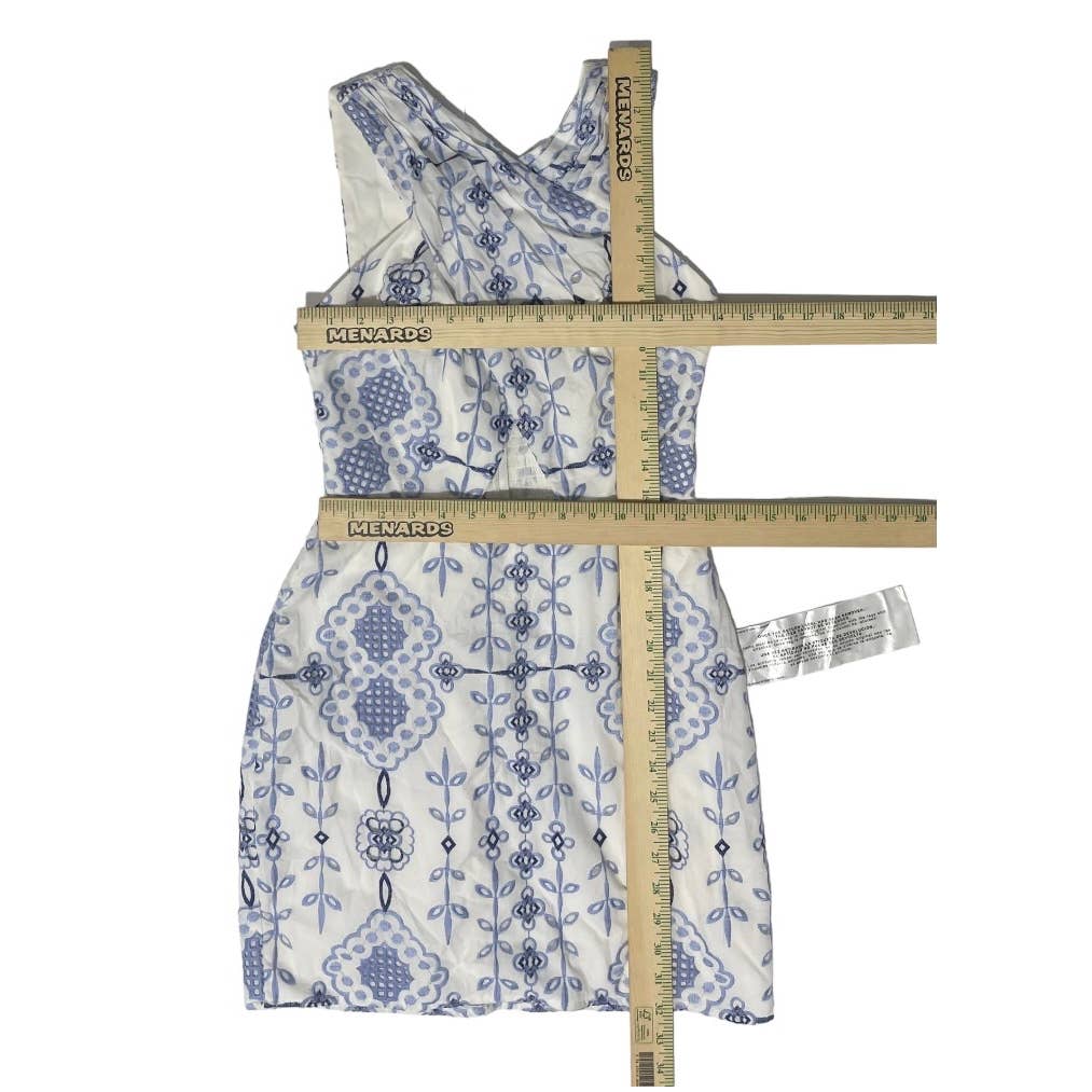 Dress The Population White Blue Floral Embroidered Mini Dress Size S - Premium from Dress The Population - Just $99.0! Shop now at Finds For You