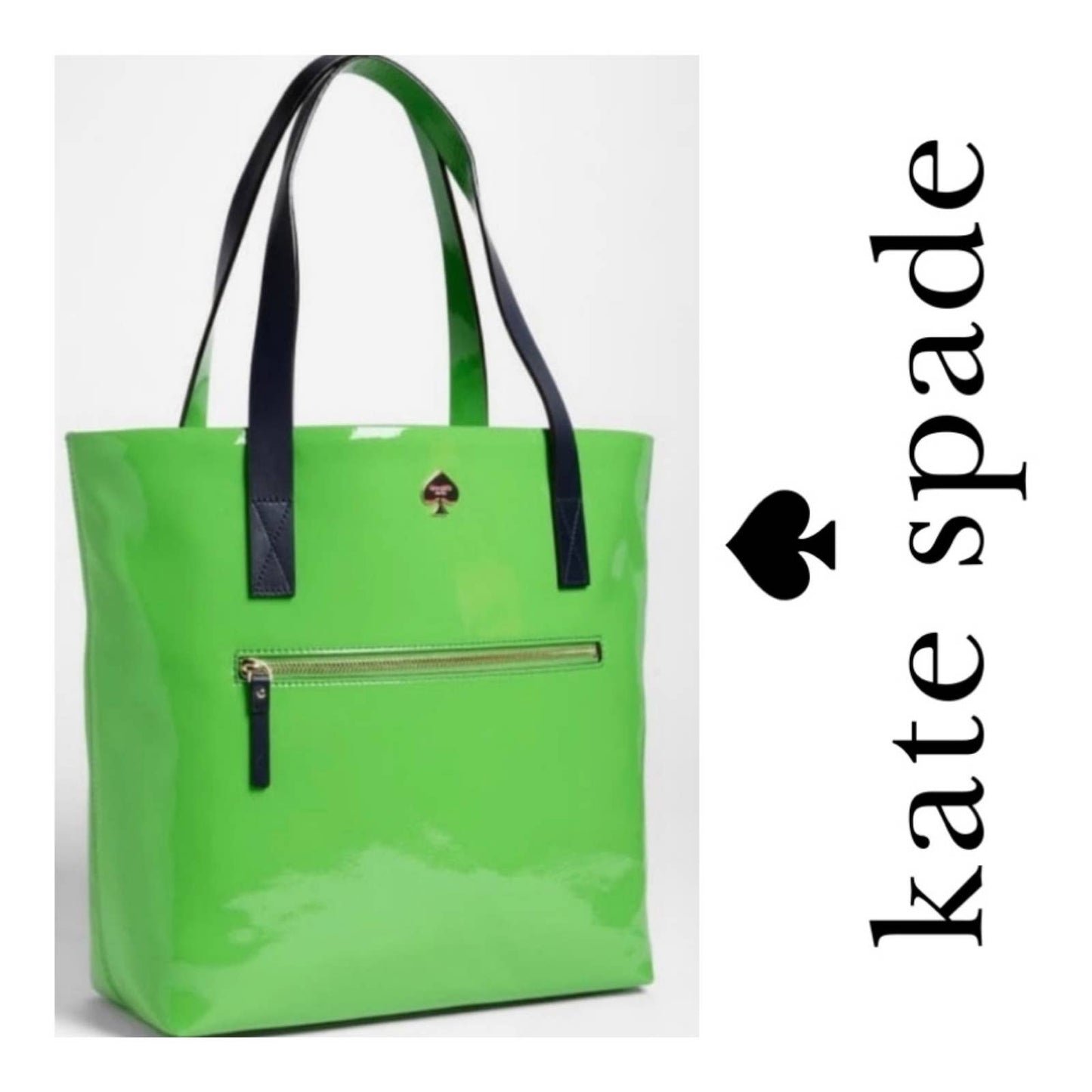 Kate Spade Zin Bon Shopper Patent Tote Handbag Purse Neon Green - Premium from Kate Spade - Just $89.0! Shop now at Finds For You