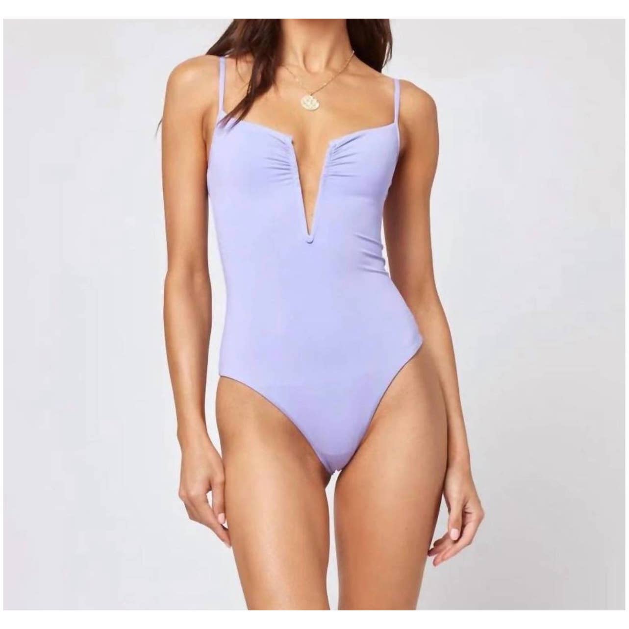 L*SPACE Revolve Roxanne One Piece Bitsy Cut Swimsuit Bathing Suit S Wisteria New - Premium from L*SPACE - Just $99.0! Shop now at Finds For You
