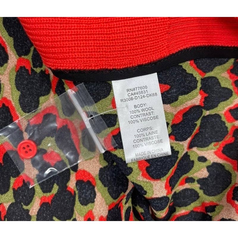 Sandrine Rose Mixed Media Animal Print Wool Sweater Size Large Red New - Premium from Sandrine Rose - Just $89.0! Shop now at Finds For You