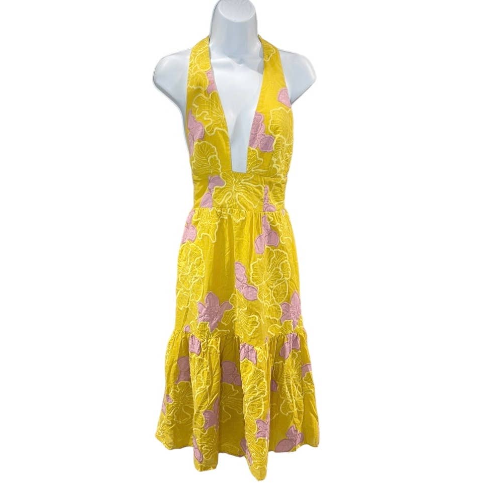 Dress The Population Yellow Pink Floral Halter Dress Size Small New - Premium from Dress The Population - Just $139.0! Shop now at Finds For You