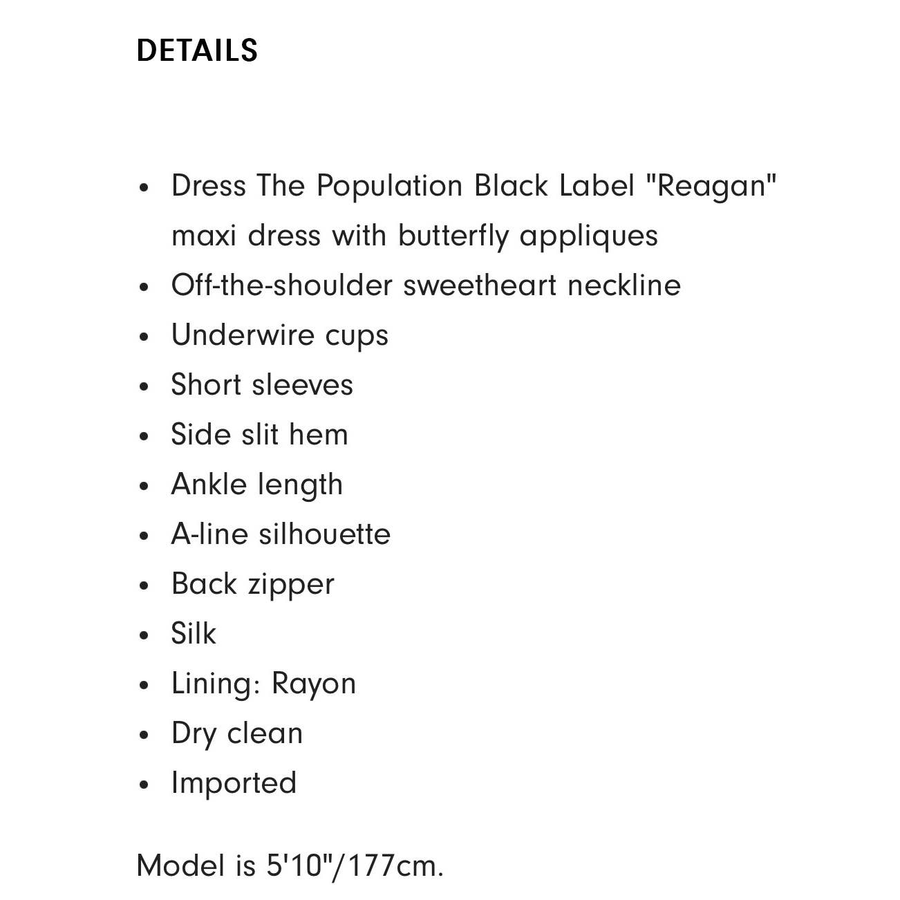 Dress The Population Black Label Reagan Butterly Appliqué Dress Size S Off White - Premium from Dress The Population - Just $149.00! Shop now at Finds For You