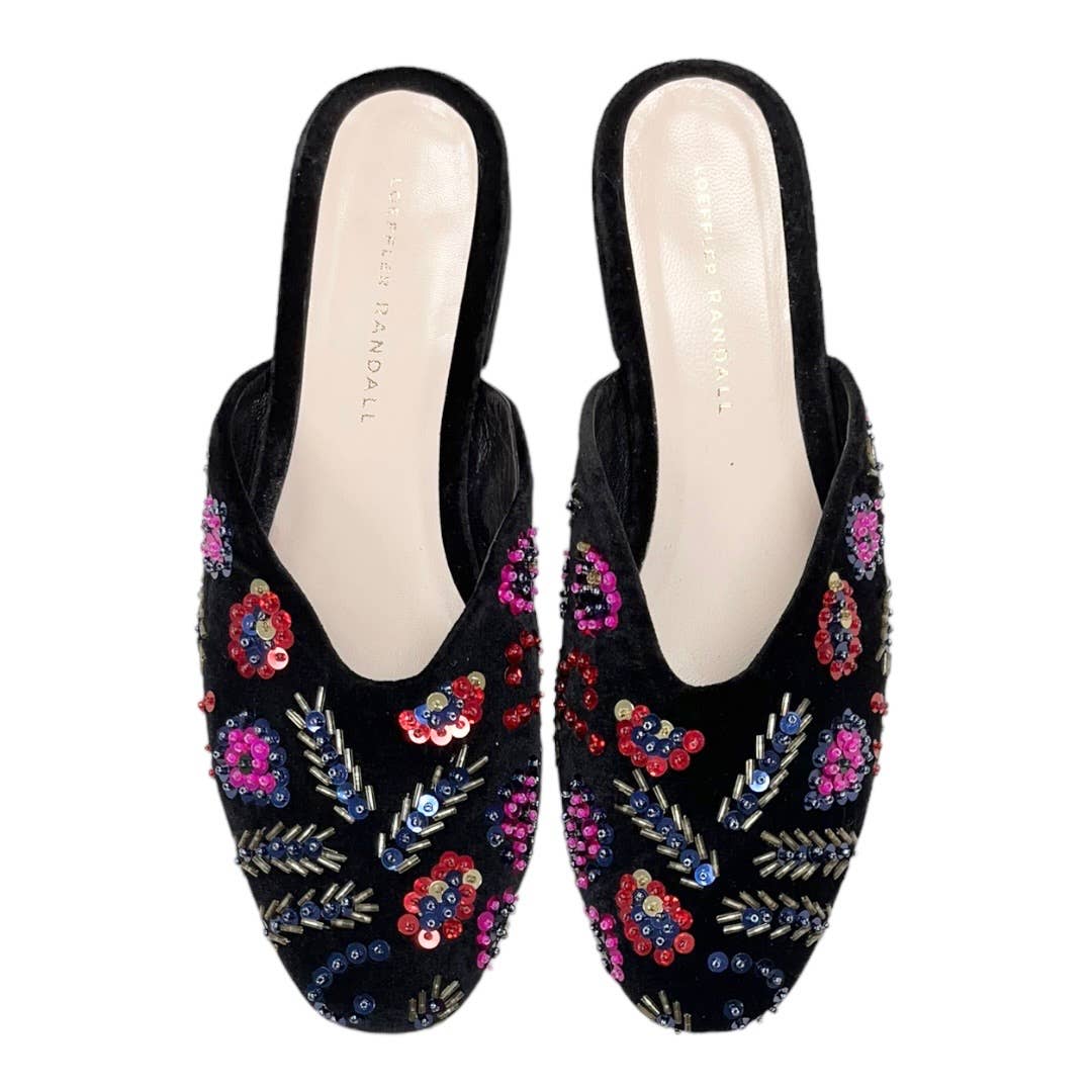 Loeffler Randall Quin Sequin Velvet Mules Flats Slides Shoes New 8 Black - Premium from Loeffler Randall - Just $132.0! Shop now at Finds For You