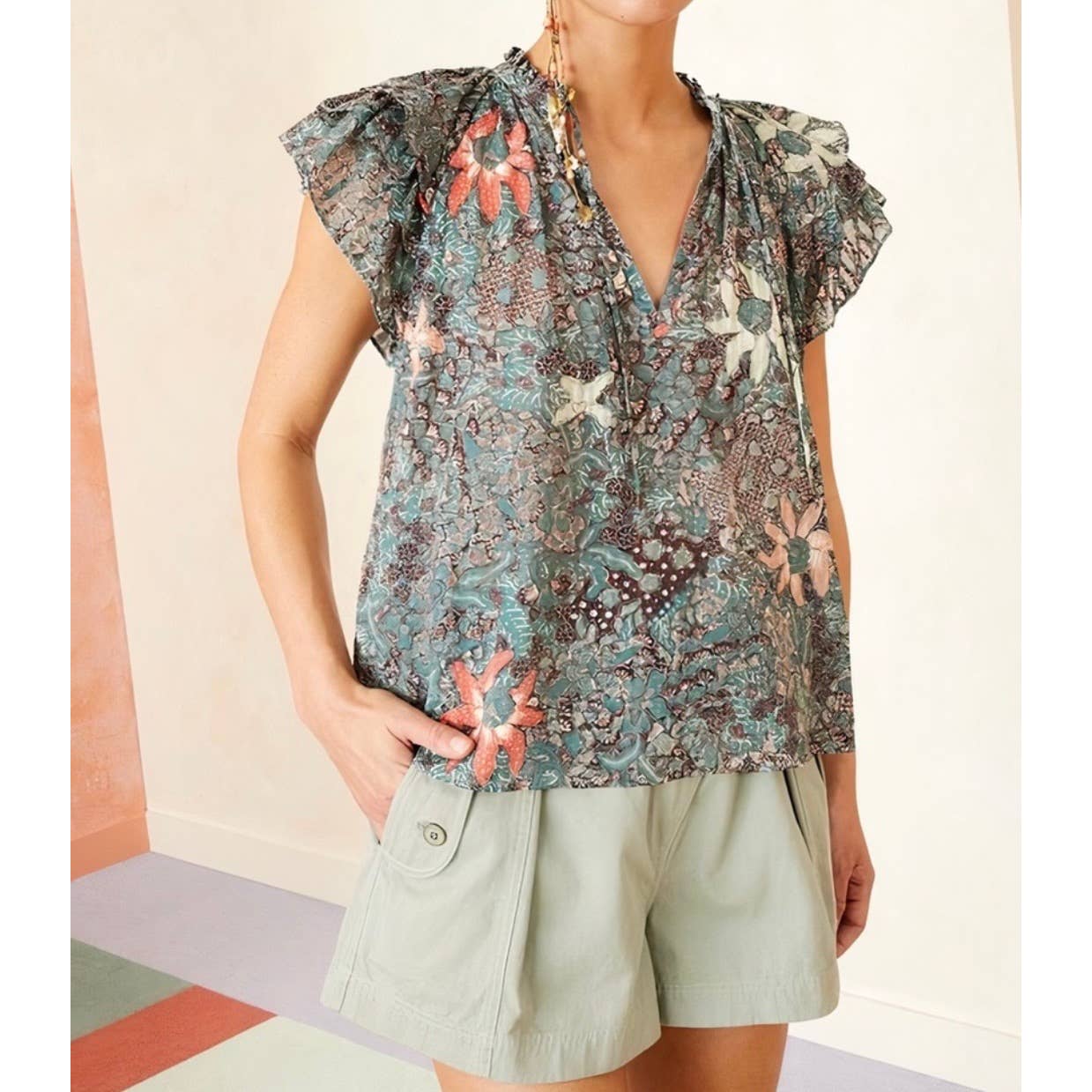 Ulla Johnson Cotton Blend Floral Flutter Dara Top Blouse Size 8 - Premium from Ulla Johnson - Just $139.0! Shop now at Finds For You