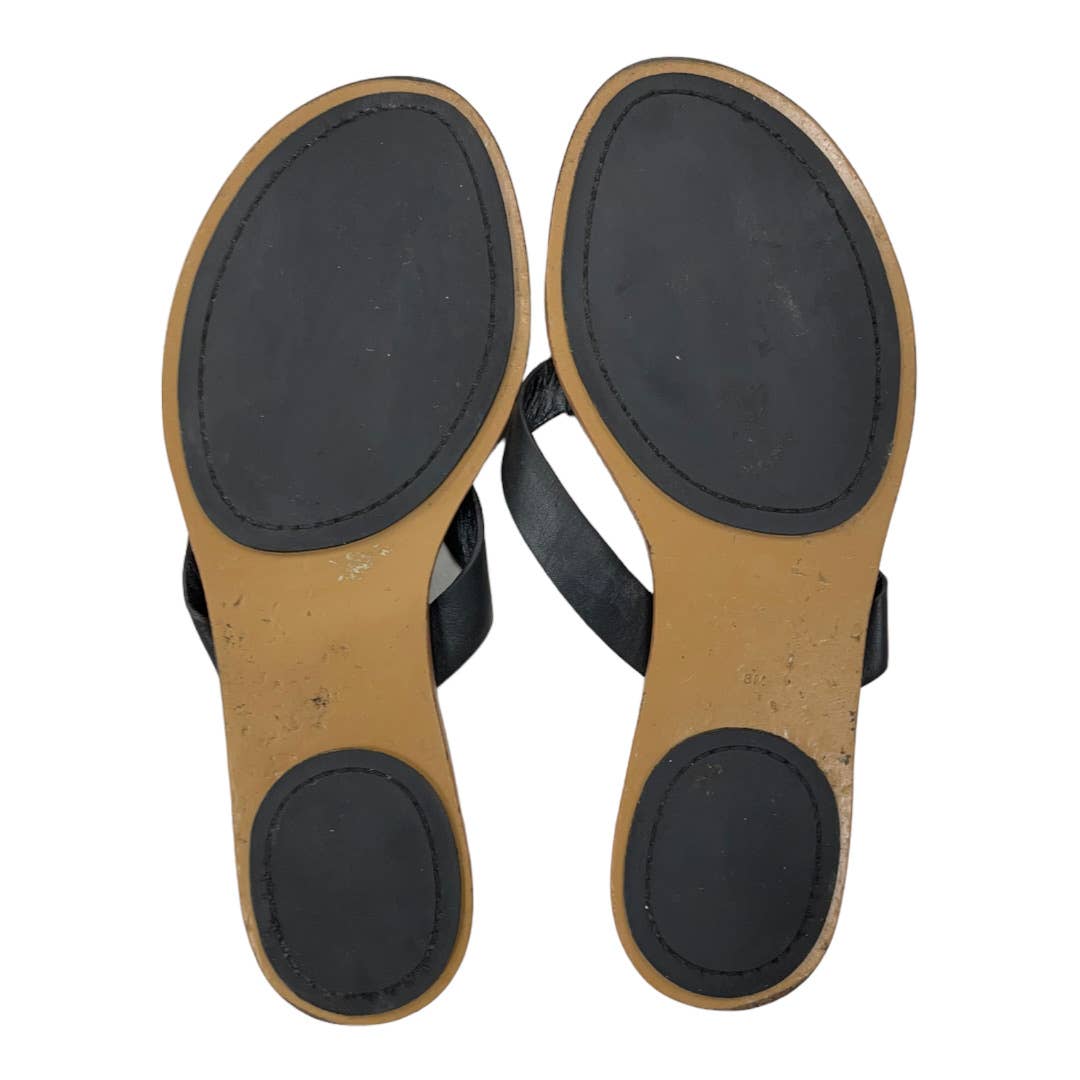 Tory Burch Manon Leather Logo Flip Flop Sandals Size 8 Black - Premium from Tory Burch - Just $129.0! Shop now at Finds For You