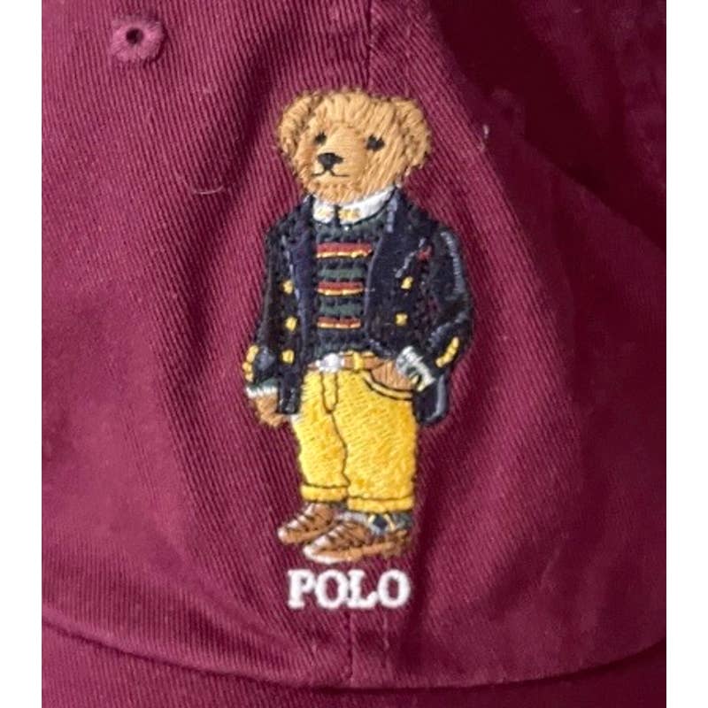 Polo Ralph Lauren Chino Embroidered Bear Baseball Cap Hat One Size Wine - Premium from Polo Ralph Lauren - Just $64.00! Shop now at Finds For You