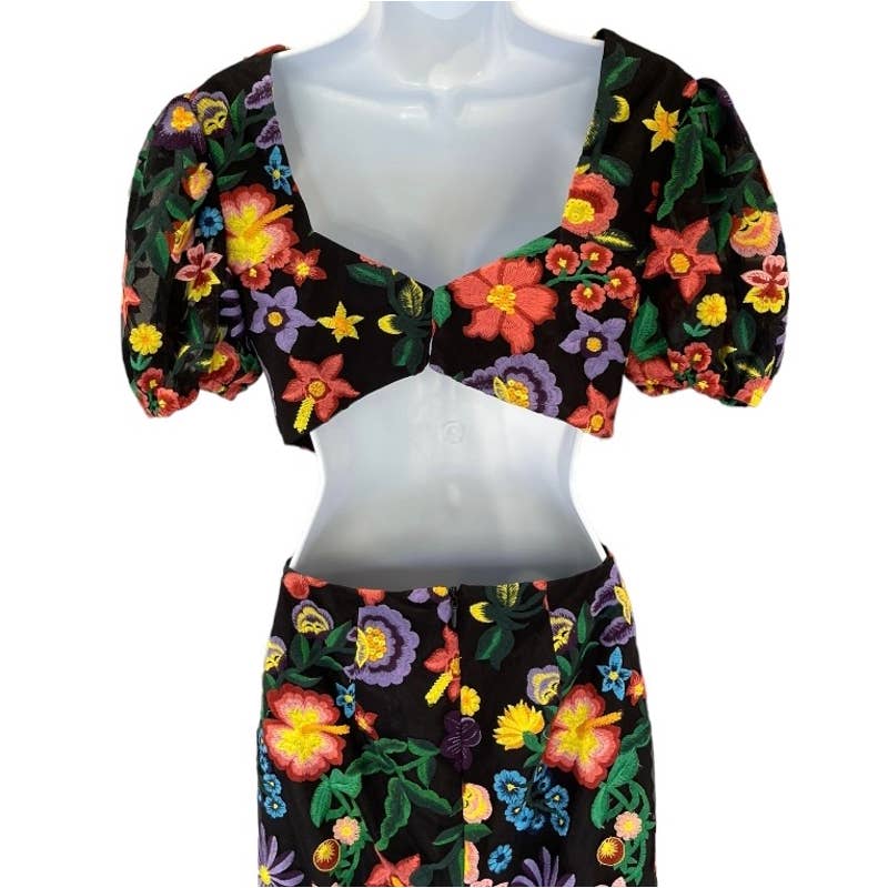 Dress The Population Embroided Cut Out Puff Sleeve Midi Dress Small New - Premium from Dress The Population - Just $159.0! Shop now at Finds For You