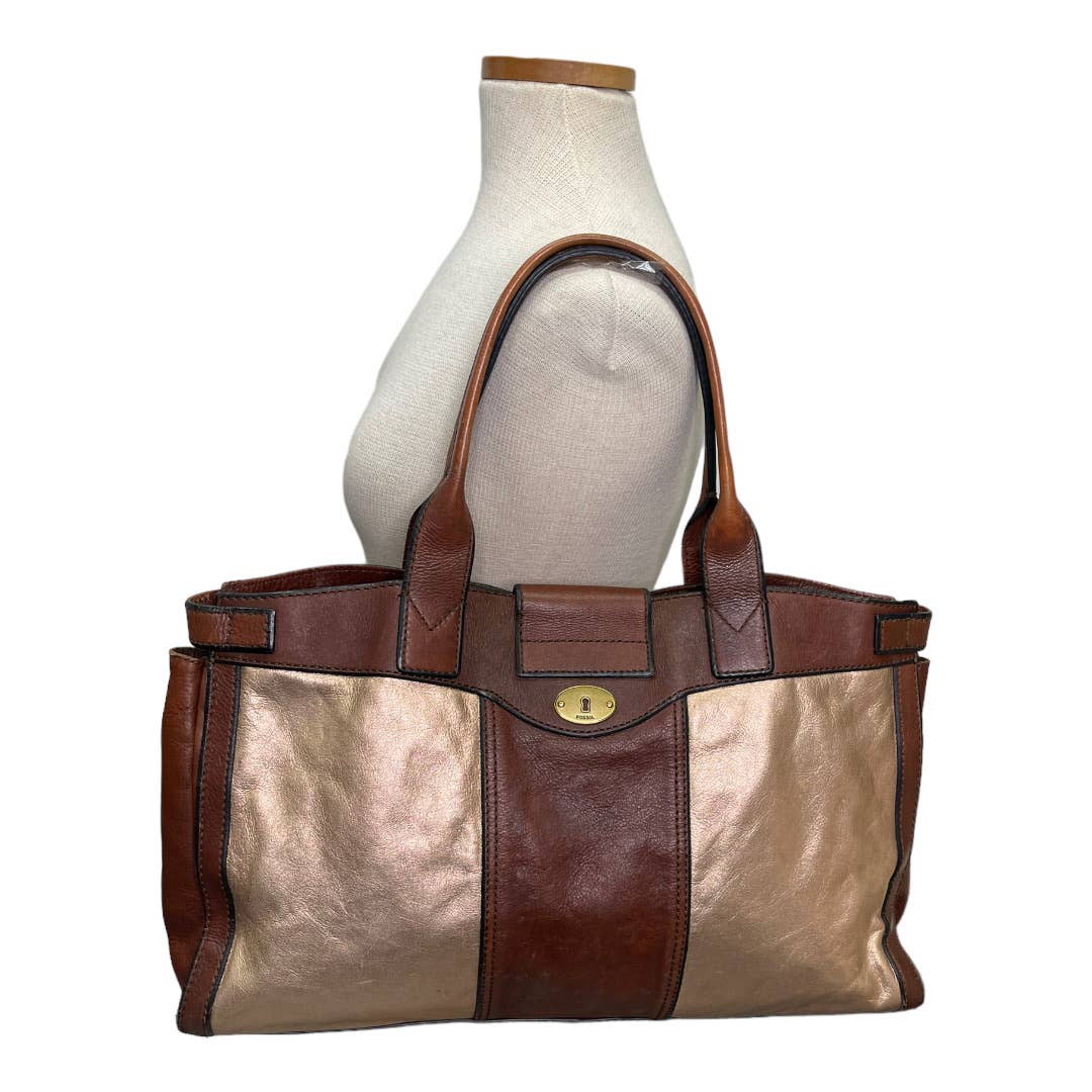 Fossil Vintage Reissue Rose Gold Leather Tote Handbag Leather - Premium from Fossil - Just $168.0! Shop now at Finds For You