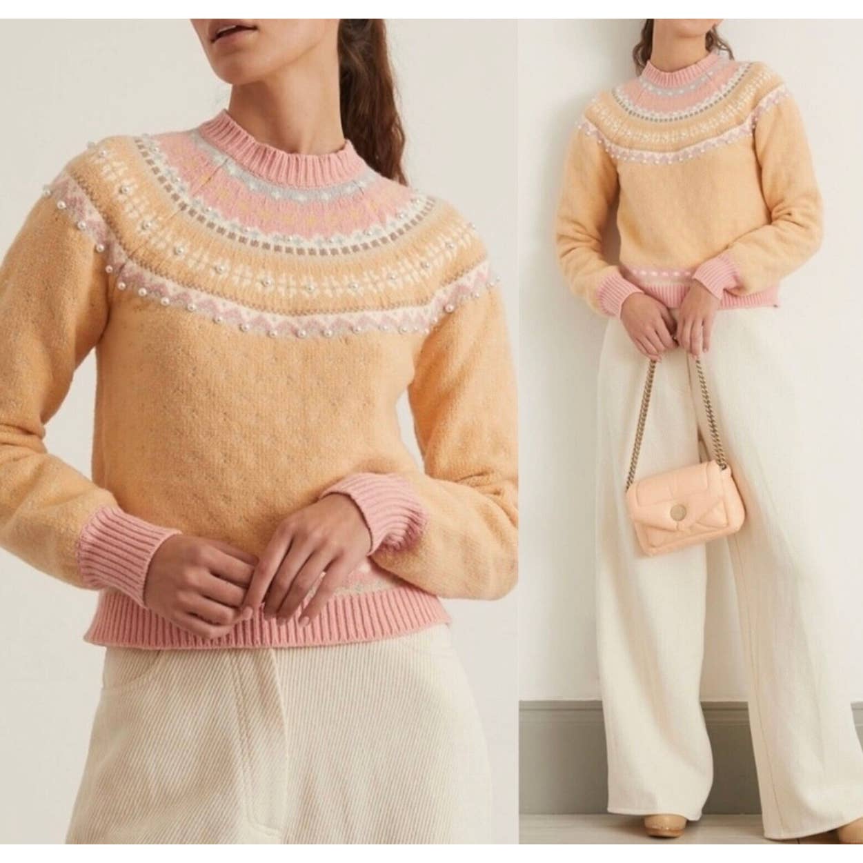 LOVESHACKFANCY Crawley Jacquard Pullover Sweater Knit Crewneck Size XS - Premium from LoveShackFancy - Just $179.0! Shop now at Finds For You