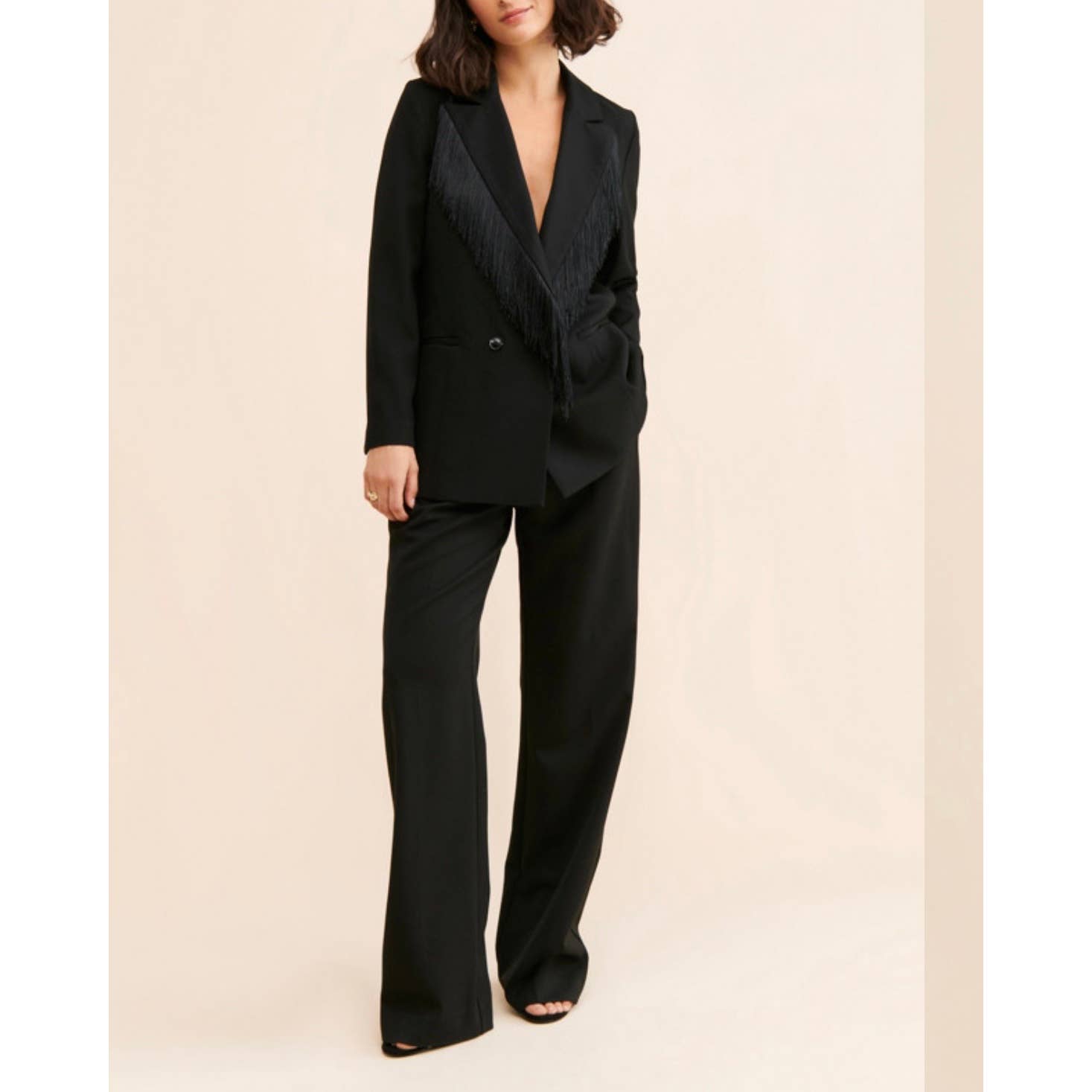 Anthropologie Hutch Fringe Double Breasted Blazer Black Size S - Premium  from Anthropologie - Just $229.0! Shop now at Finds For You