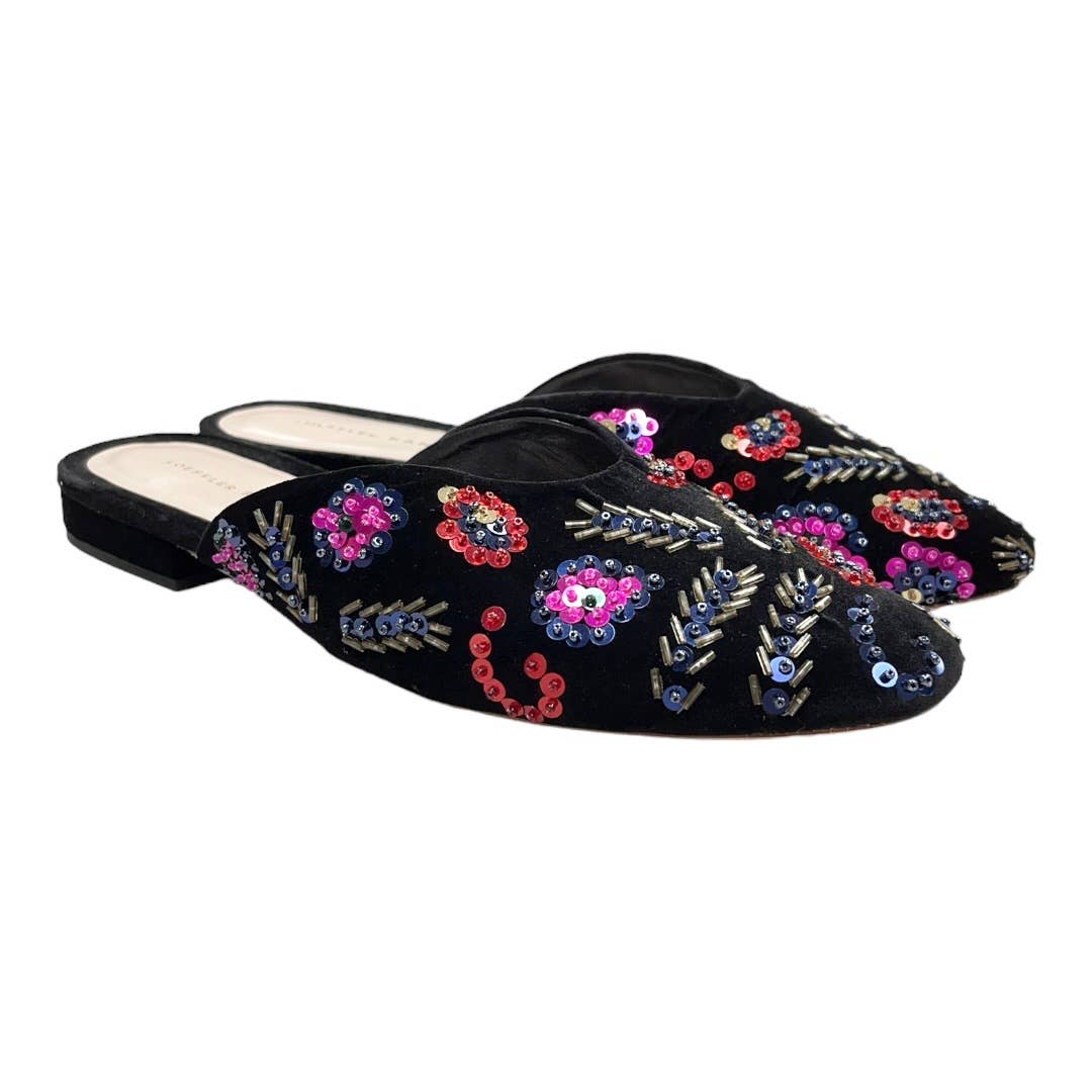 Loeffler Randall Quin Sequin Velvet Mules Flats Slides Shoes New 8 Black - Premium from Loeffler Randall - Just $132.0! Shop now at Finds For You