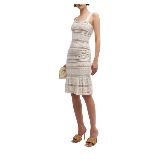 Dress The Population Desiree Square Neck Lace Flounce Midi Dress S - Premium  from Dress The Population - Just $79! Shop now at Finds For You