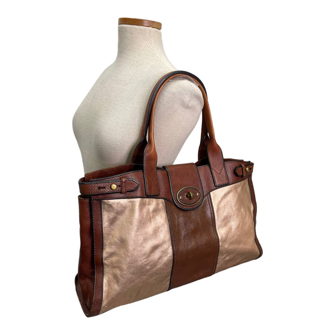 Fossil Vintage Reissue Rose Gold Leather Tote Handbag Leather - Premium from Fossil - Just $168.0! Shop now at Finds For You