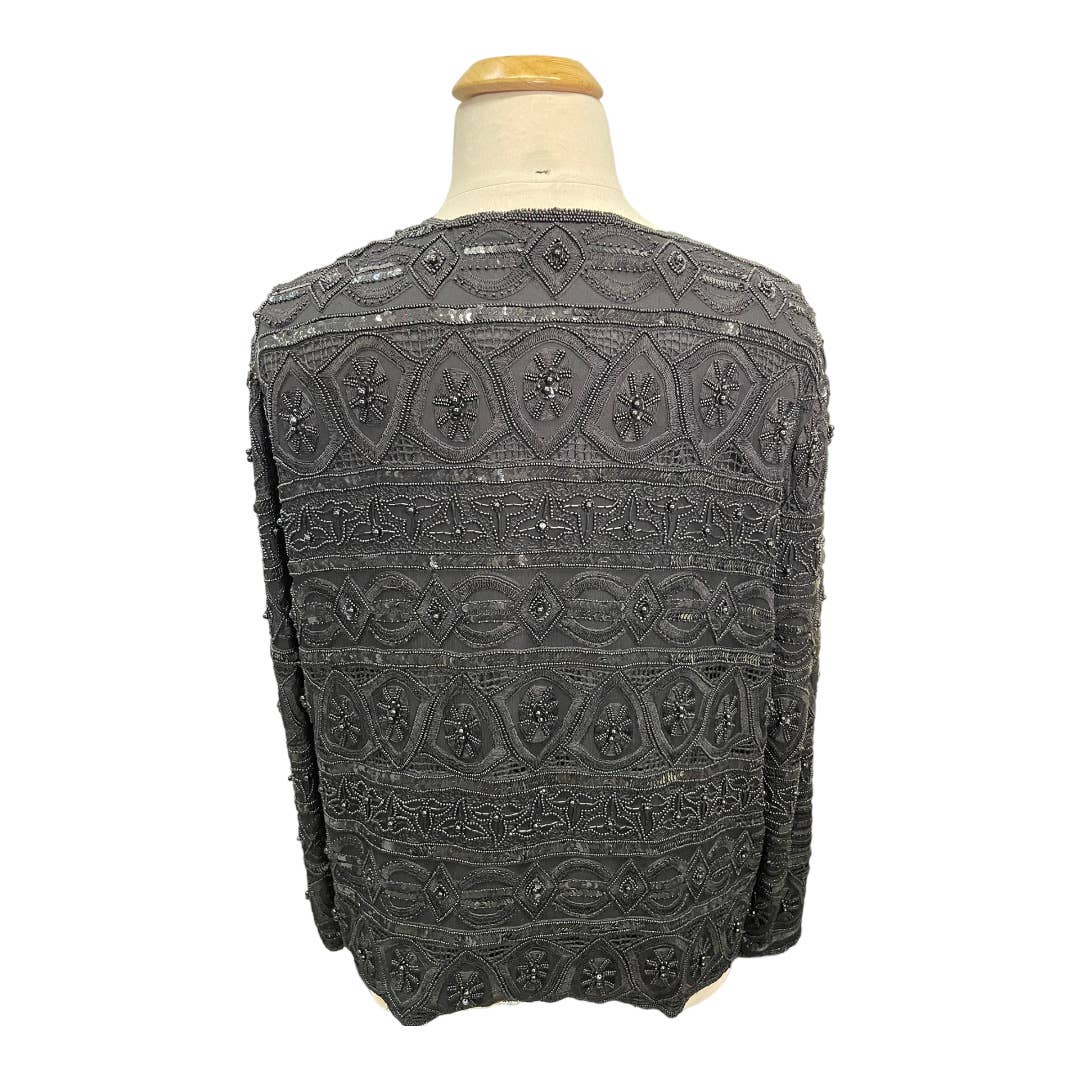 Vintage Scala Beaded Jacket Cardigan Plus Size Black 3X - Premium from Scala - Just $139.0! Shop now at Finds For You