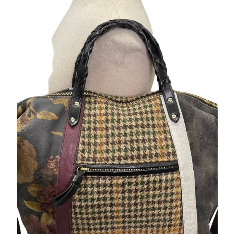 Kempton & Co Dylan Holdall Handbag Purse Harris Tweed Camo Black Peony - Premium from Kempton & Co. - Just $399.00! Shop now at Finds For You
