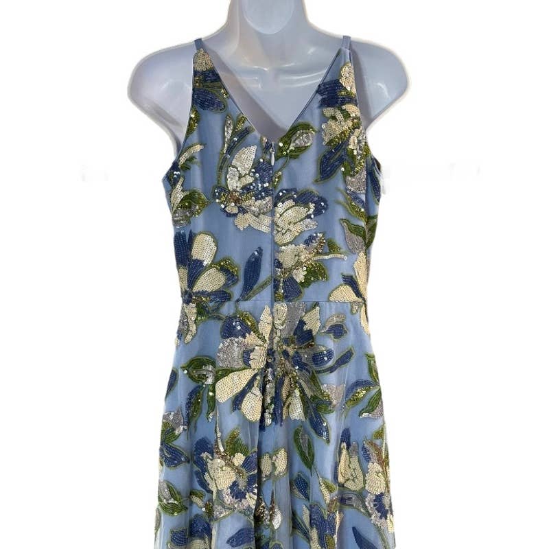 Dress The Population Ariya Floral Sequin Along Gown Dress Size XS Blue New - Premium from Dress The Population - Just $175.0! Shop now at Finds For You