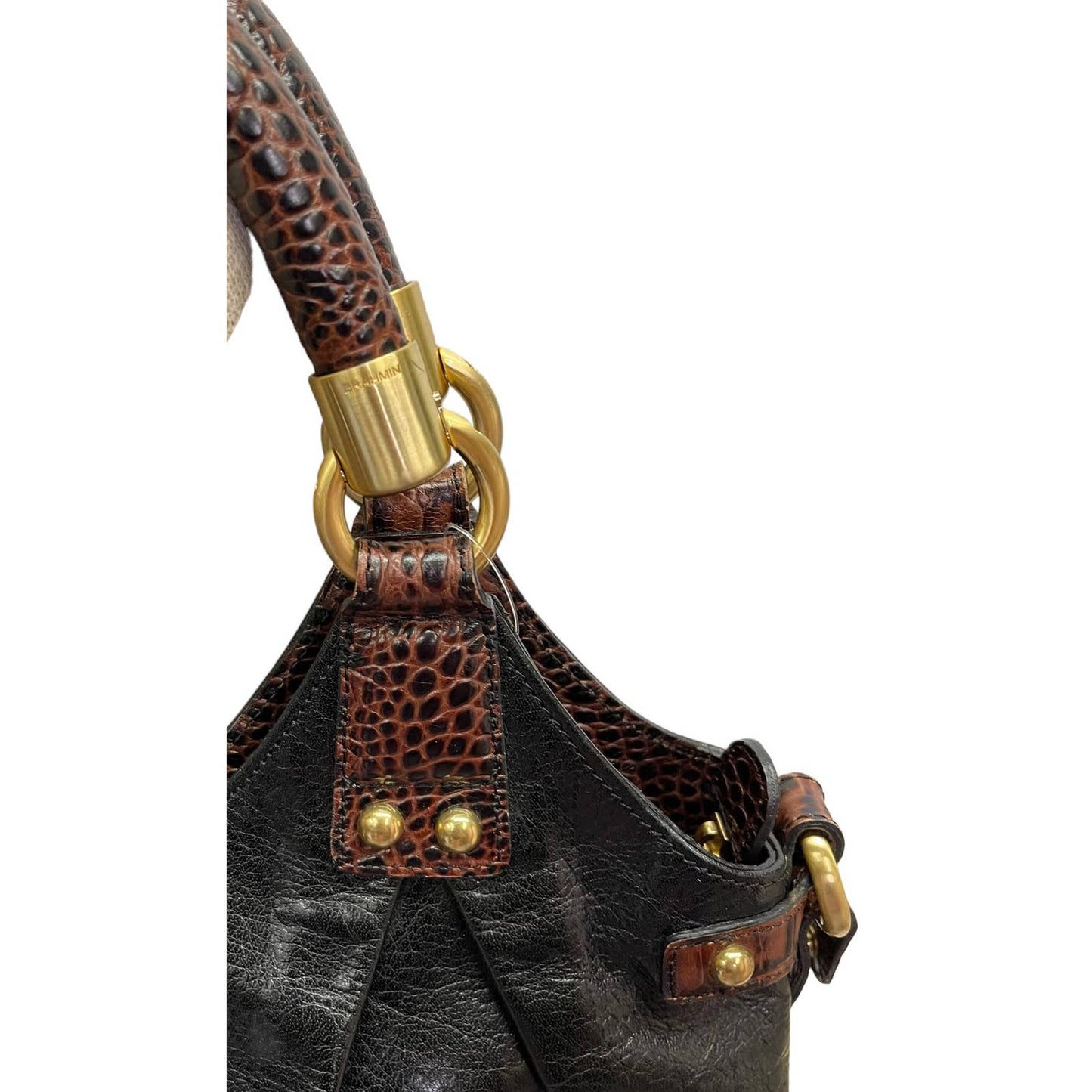 Brahmin Elisa Satchel Handbag Purse Leather Black Brown - Premium from Brahmin - Just $279.0! Shop now at Finds For You
